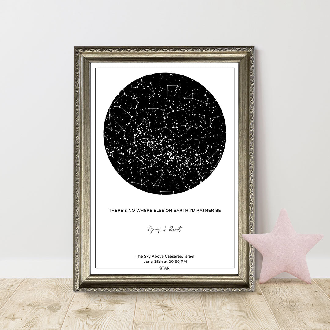 יצירת מפת כוכבים אישית - העיצובים הנבחרים שלנו STARI סטארי שחור וינטג